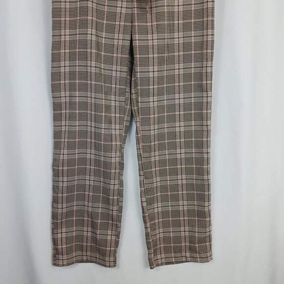 LULU'S Making a Statement Pink Multi Plaid Tie-Front Trouser Pants Women's Sz.L - Picture 4 of 7
